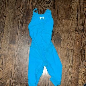TYR teal aqua  tech  technical suit Swimsuit u12 compliant fina 24 thresher